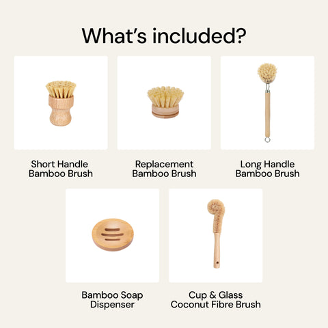 5-Piece Bamboo Kitchen Brush Set | Core Collection